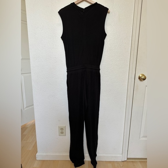 ATM High Torsion Black Drawstring Tank Muscle Sleeveless Casual Long Jumpsuit - Picture 7 of 11